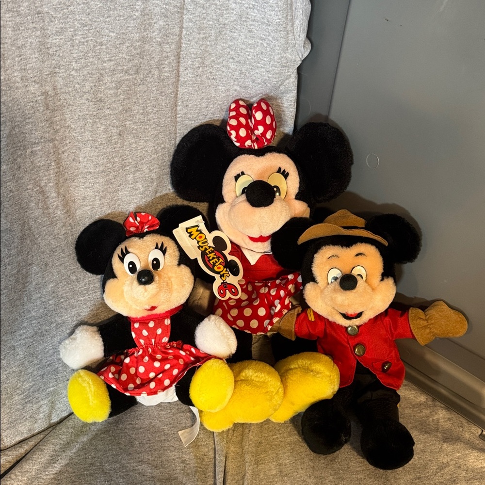 Vintage Disney Mickey and Minnie Mouse Plush lot of 3